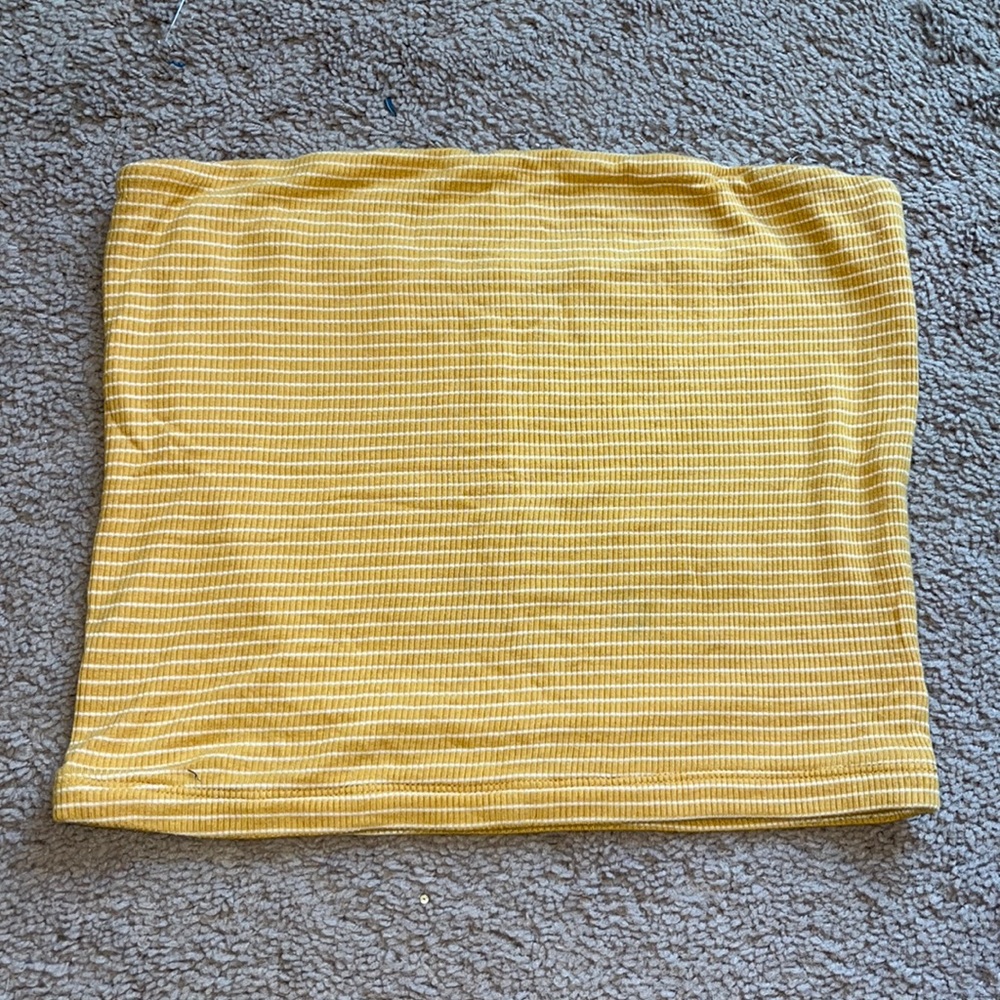 medium, yellow & white american eagle tube top